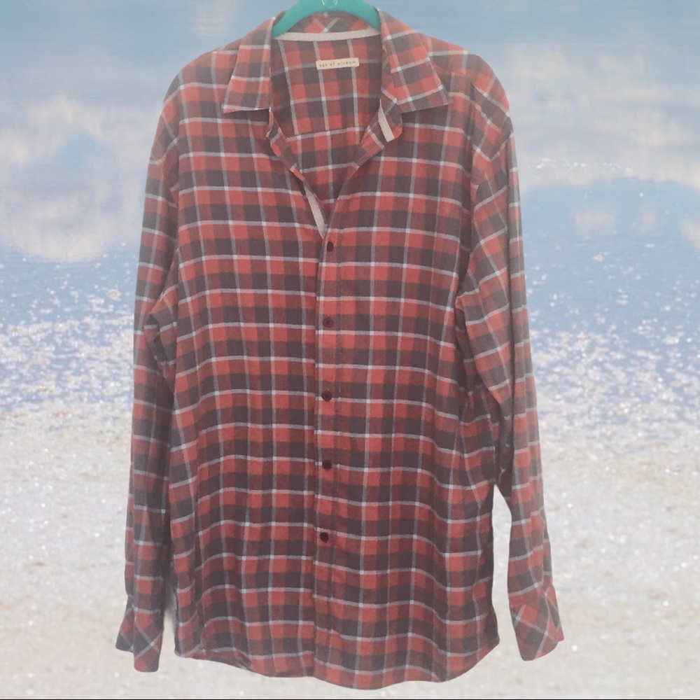 Age of Wisdom Plaid Linen Blend Button Down Shirt